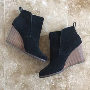 Lucky brand suede wedge booties